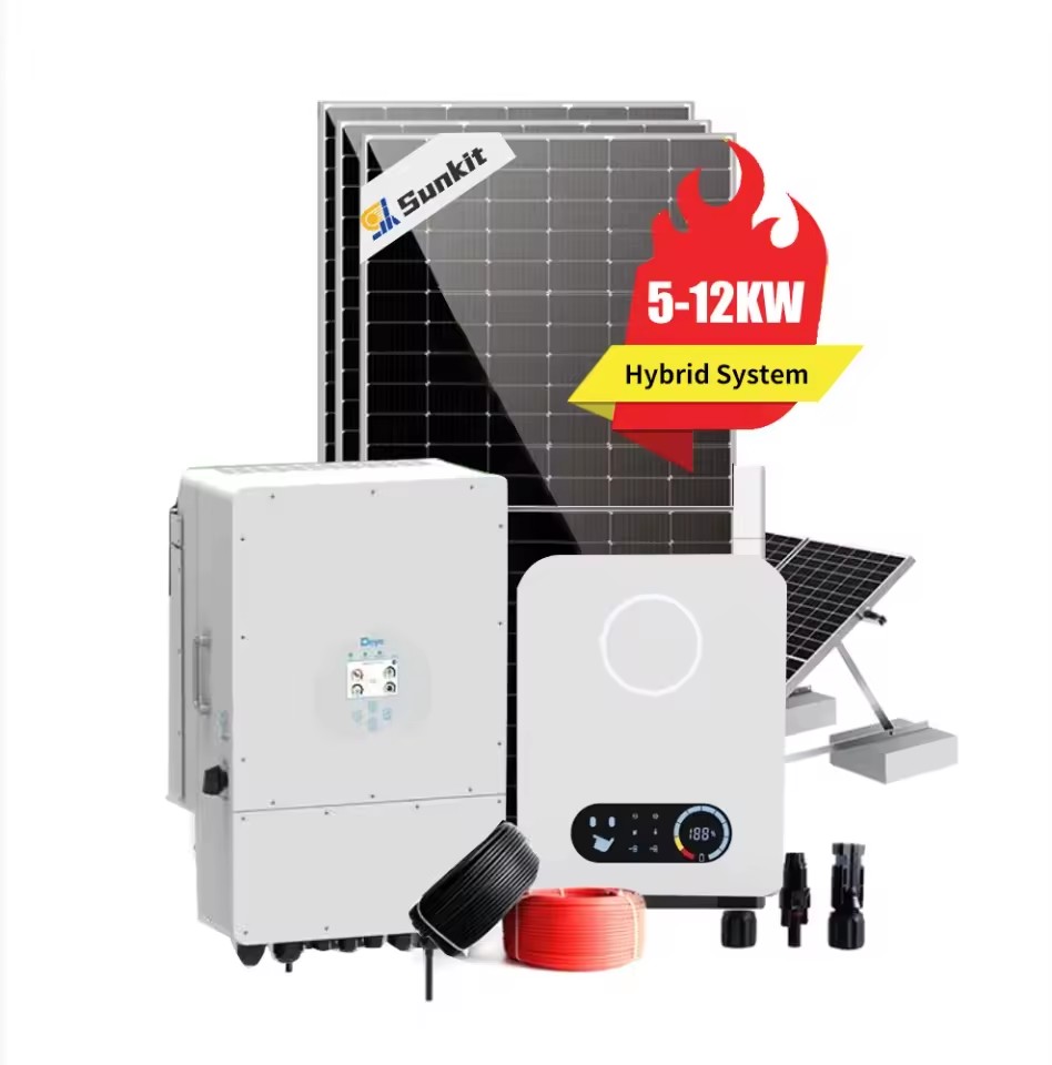 Sunkit Hybrid 3kw 5kw 8kw 10kw 15kw 20kw on Grid Hybrid System 5kw 10kw 20kw Solar Complete House Solar Power System