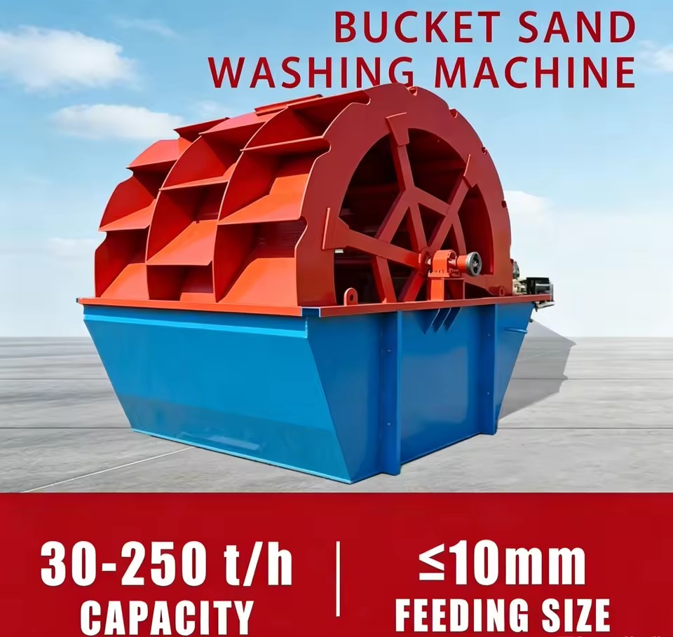 Steel Bucket Wheel Sand Washing Machine with Gear Pump 30-250t/h Capacity Gravel/Sand Washing Machine