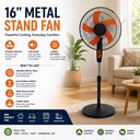 Elegant Home 16-Inch Vertical Fan Strong Wind Fashionable Design Metal Construction Electric Battery Operated Adjustable Height