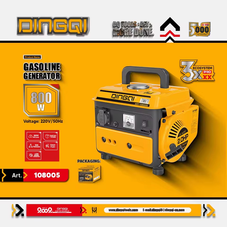 DINGQI 800W Portable Gasoline Generator 220V 50Hz Single Phase with Electric & Recoil Start,Emergency Use