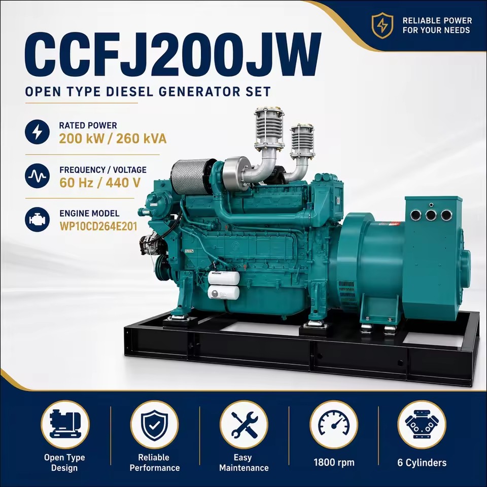 SCDC200JW 200kW Turbocharged and Intercooled Marine Diesel Generator Set Powered by SCDC WP10CD264E201 for Fishing Vessel