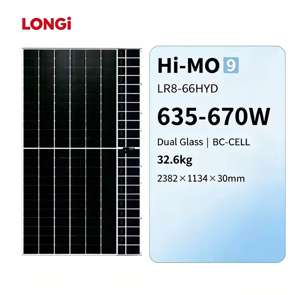 Hot Selling Longi LR8-66HYD 635~670M Solar Panels 635W 640W 645W 650W 655W 660W 665W 670W Longi Solar Energy Hi-mo 9 PV Panel
