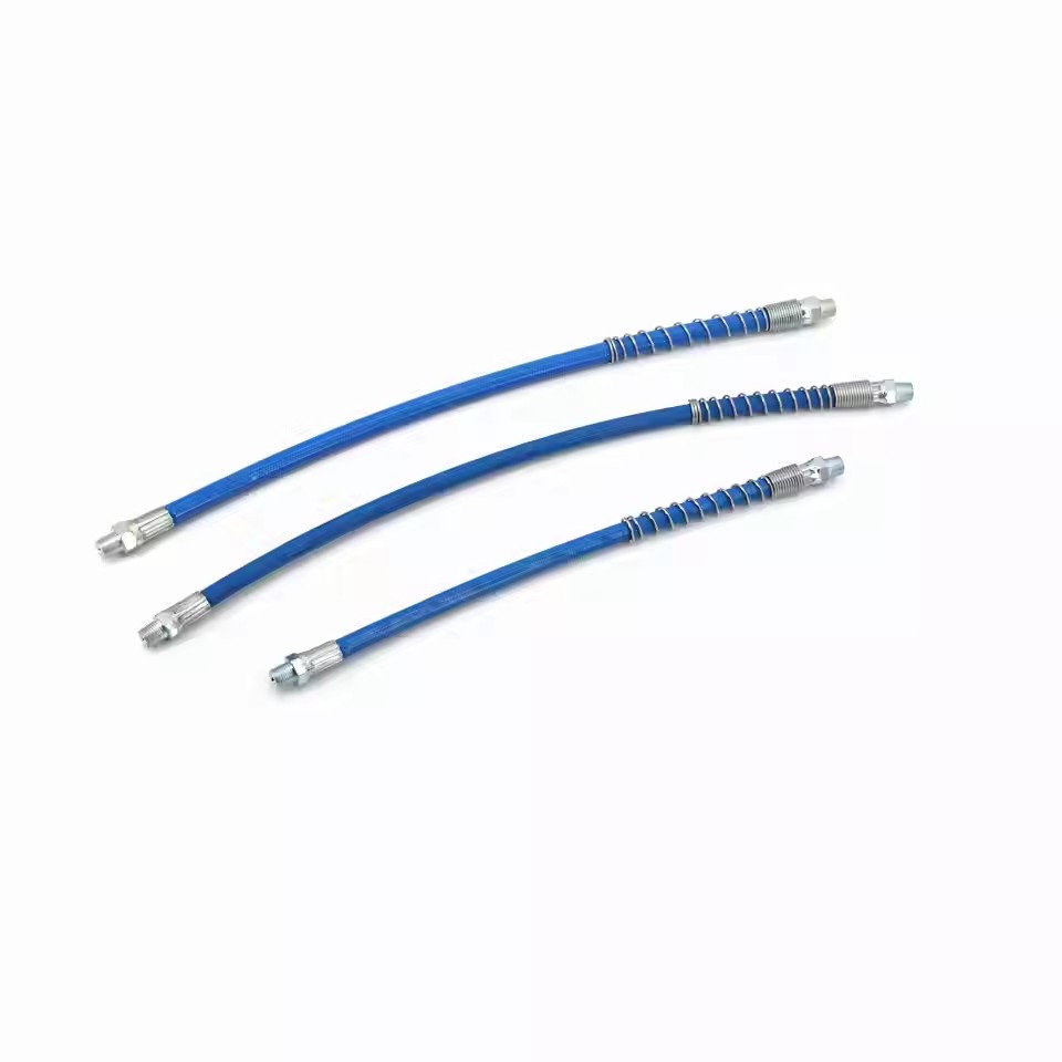 Explosion Proof Rubber Hose With Spring Grease Gun Flexible Hose Blue Color Grease Gun Resin Hose