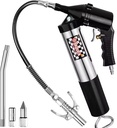 Bravex Steel Pneumatic Manual Grease Gun Quick Release Coupler Continuous Cycle Heavy Duty 6000 PSI Flex Hose 18-inch 3-way Fill
