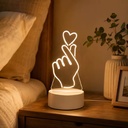 Custom Logo Acrylic Finger Heart 3D LED Illusion Night Light USB Table Lamp for Bedroom Gift Decoration