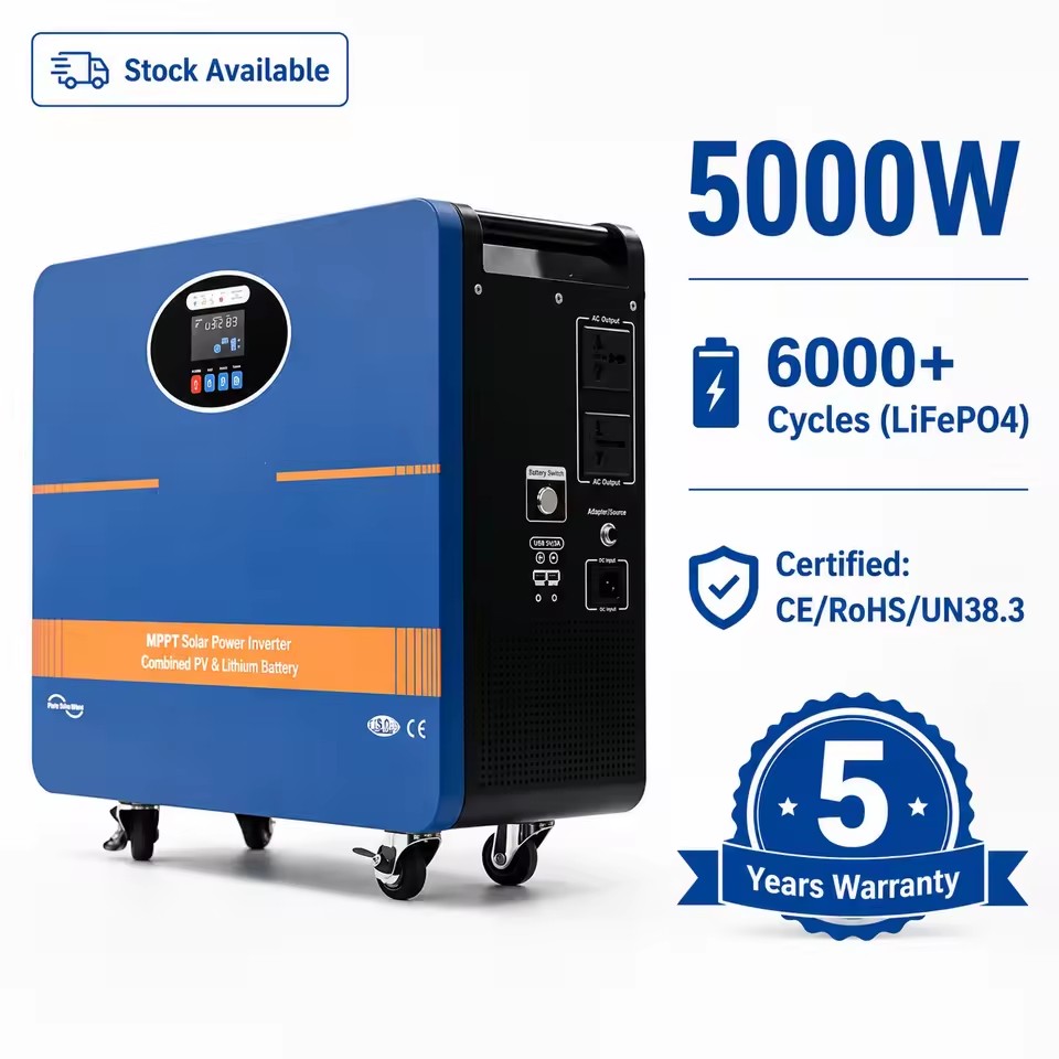 OEM Factory 5KW Solar Power Station 5000W Portable Generator CE RoHS Certified LiFePO4 for Industrial Energy Storage System