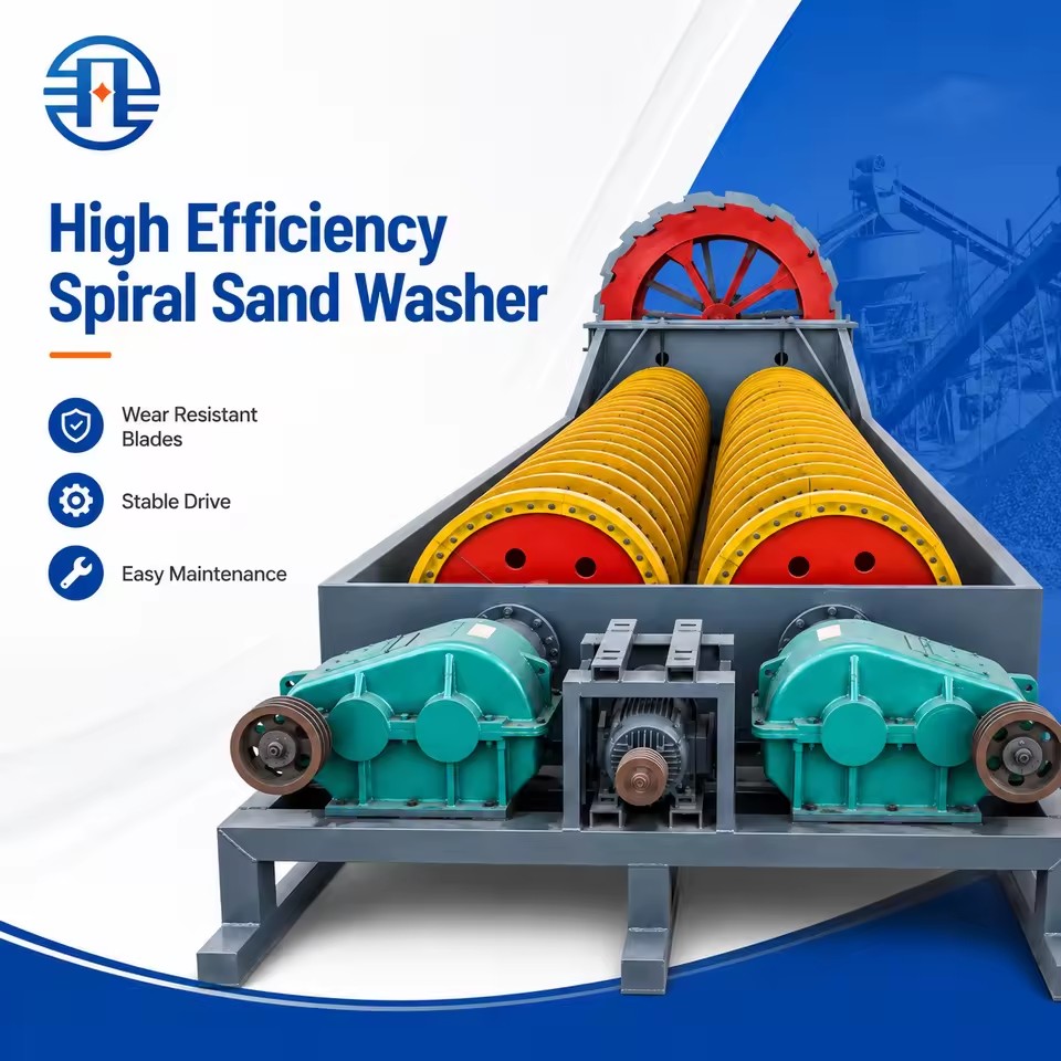 OEM Powerful Drive Twin Shaft Coal Ore Washing Plant Continuous Reinforced Design Flexible Selection Spiral Sand Washer