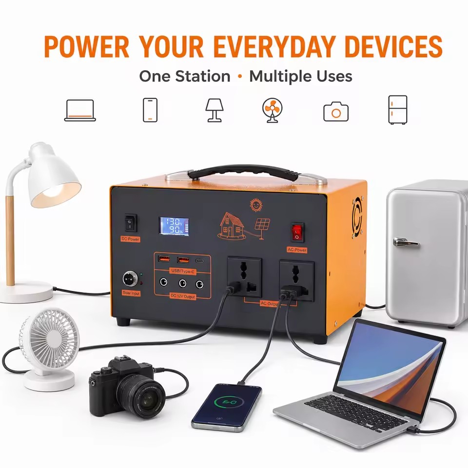 600W Pure Sine Wave Power Bank 720wh LiFePO4 Power Station MPPT Solar Panel Input DC5521 USB-C PD Fast Charge Outdoor Supply