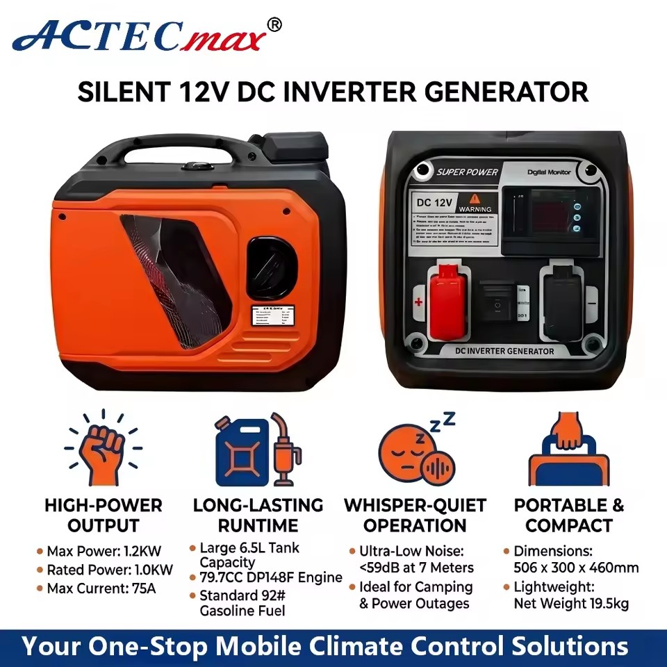 Silent DC 12V 24V Generator AC.501.103 79.7CC DP148F Gasoline Portable Electric Inverter Generation 6.5L for Lithium Batteries