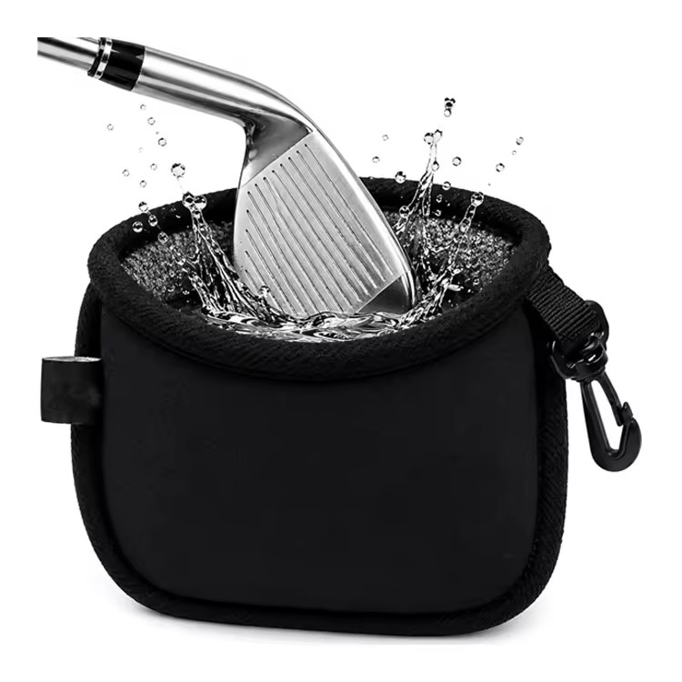 Portable Waterproof Waffle Microfiber Interior Stays Wet Inside Dry Outside All Round Golf Club Cleaner & Ball Washer Pouch