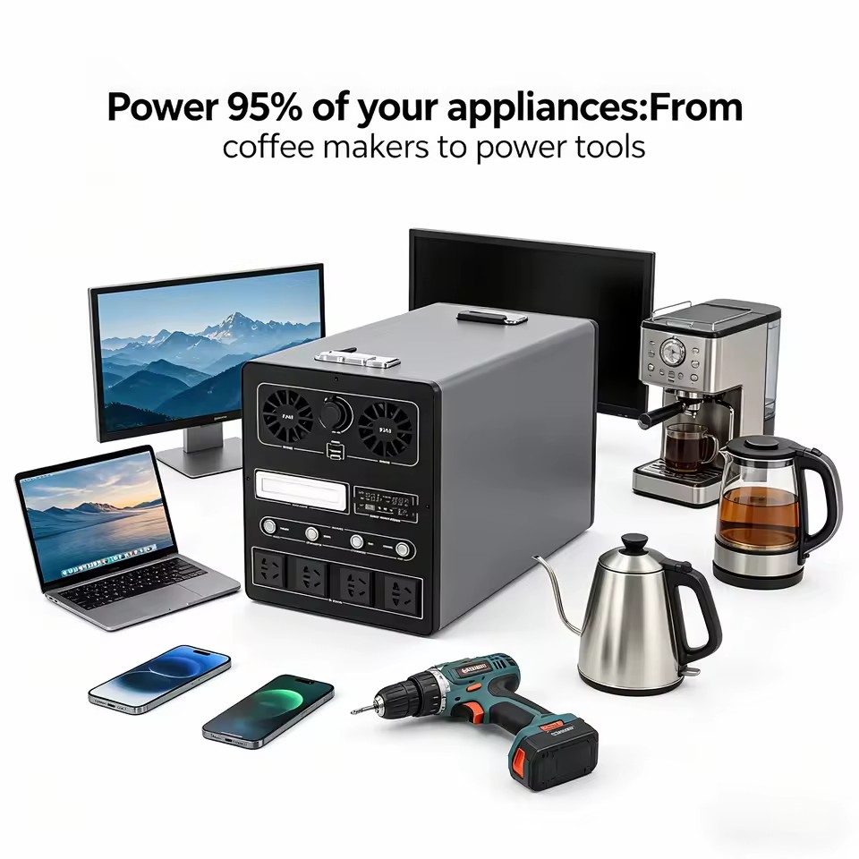 New 1500Wh Portable Power Station 1500W Solar Generator LiFePO4 Battery 3500+ Cycles PD 100W Fast Charge for Camping RV Backup
