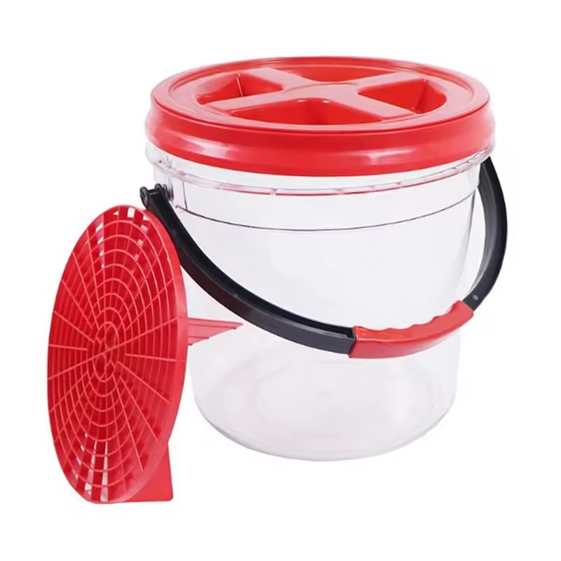 Car Wash Bucket with Grit Guard Rolling Bucket Dolly Car Cleaning Bucket with Sand Isolation for Auto Detailing