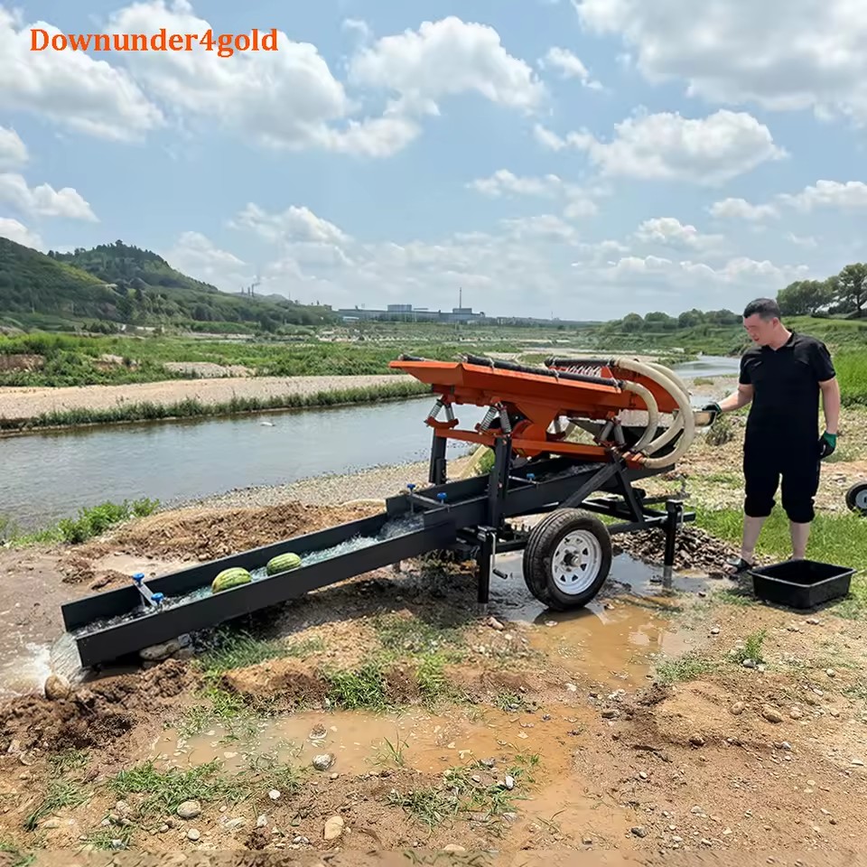 High Feeding Capacity Gold Sluice Box 5 Tons/Hour Vibrating Deck Gold Washing Plant with Material Washing for Small-scale Mining