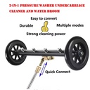 Dual-Function Car Undercarriage Cleaner 16" Pressure Washer Surface Cleaner Undercarriage Wash Water Broom 3-Piece Extension