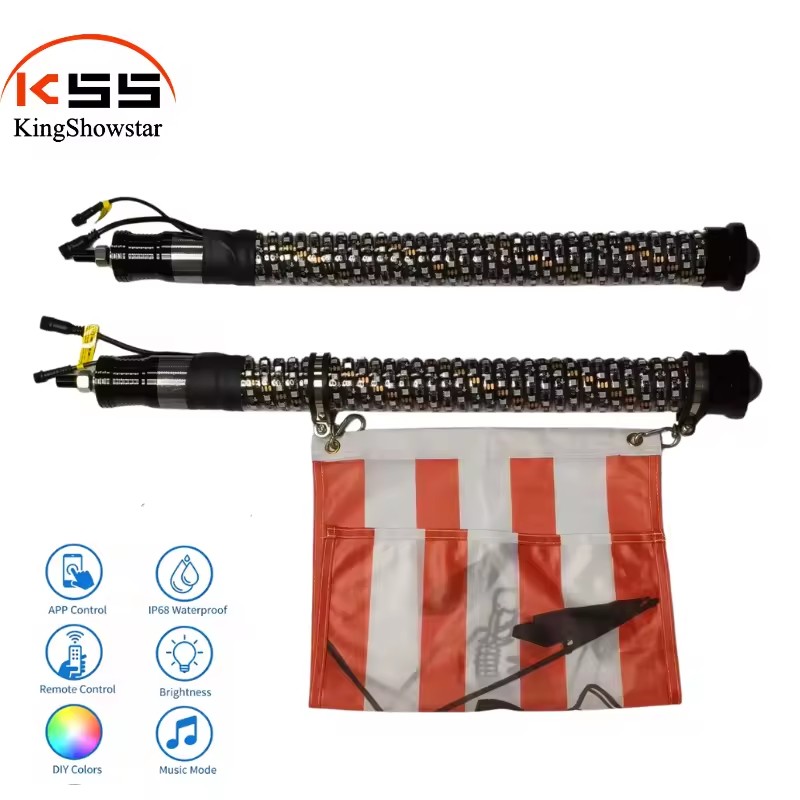 Sky Beam Laser Whip Light 25 Inch RGBW Whipless Antenna App Rocker RF Control Offroad ATV UTV Pickup Truck Billet Aluminum