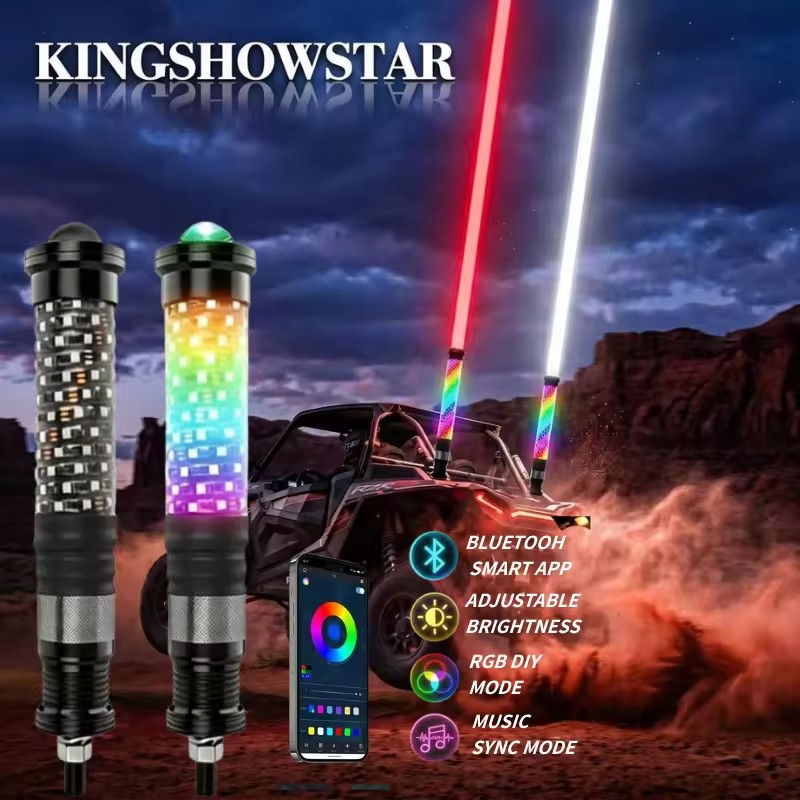 Sky Tracer 40W RGBW Laser Whip Pod 22 Inch Fat Antenna Billet 6061 App Rocker Chasing Music Sync Overland Buggy Pickup