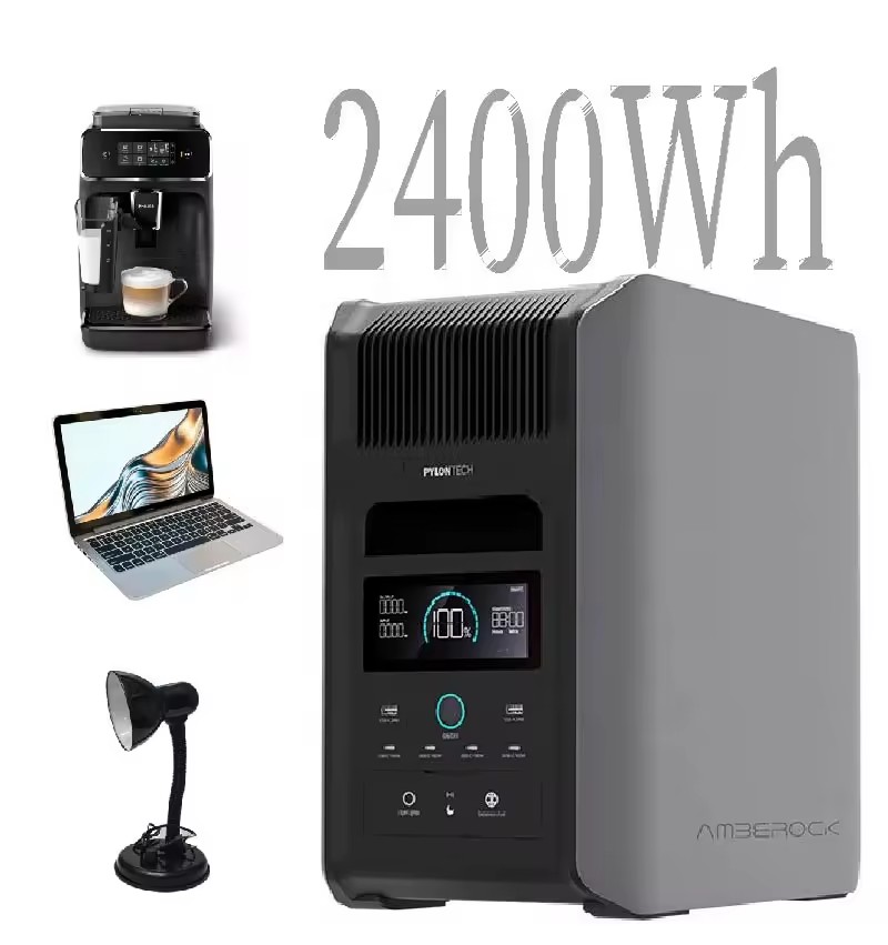 Large Capacity Expandable Portable Power Station Solar Generator 2400Wh with MPPT Flashlight & Cigar Lighter