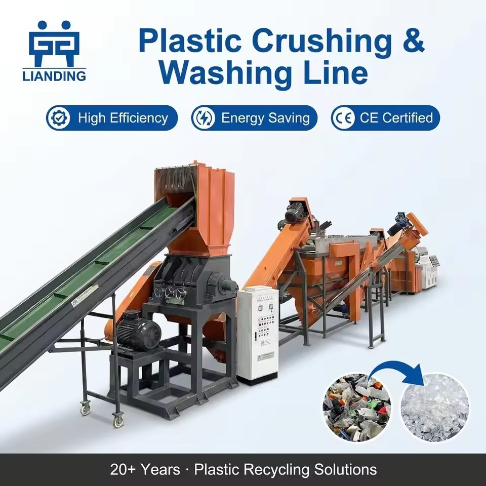 Waste Plastic Recycling Machine Plant for 300-500kg/h PP PE Film Bags Crushing Washing Drying Line with Sand Removal