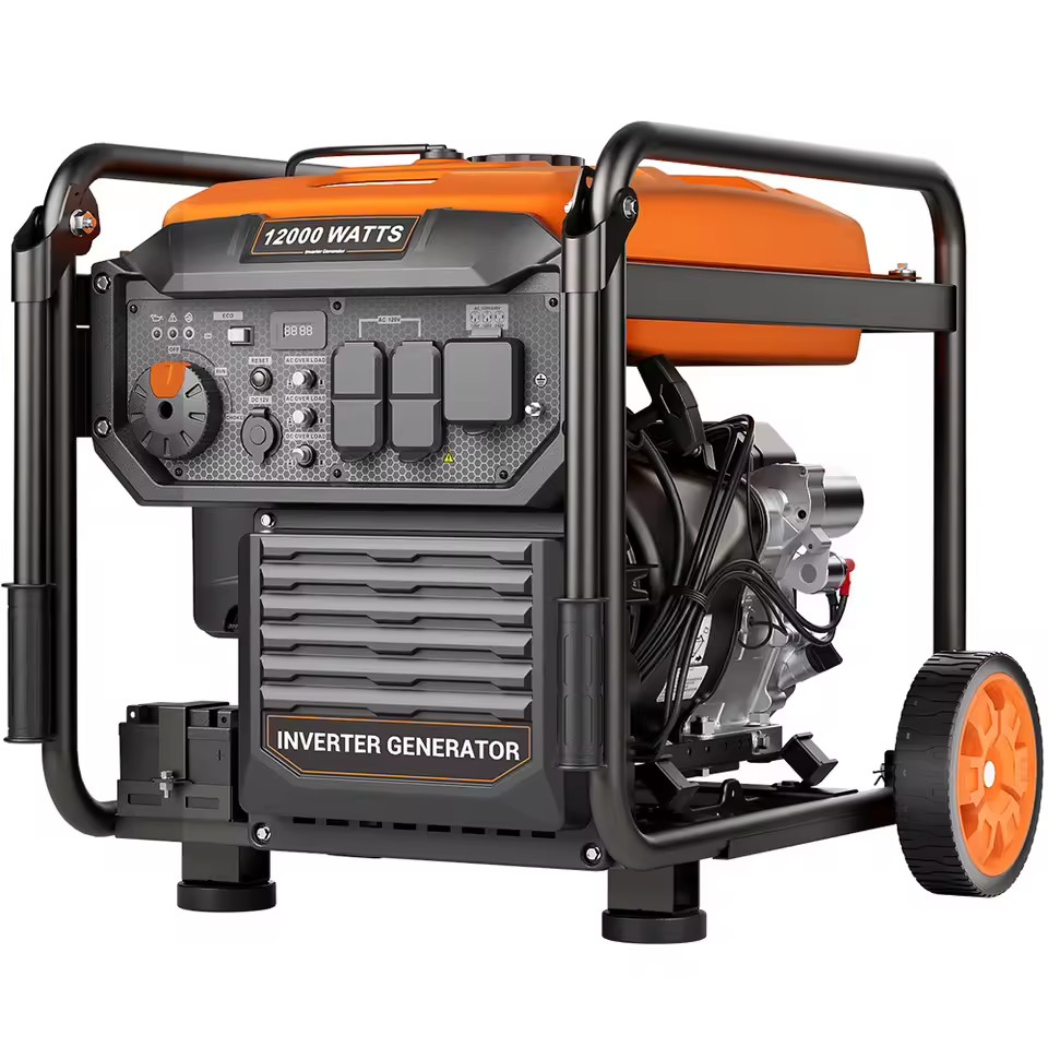 Portable Inverter Generator, 9000W open frame Gas Powered High Speed Engine with Electric Start, Ultra Lightweight for Job Site
