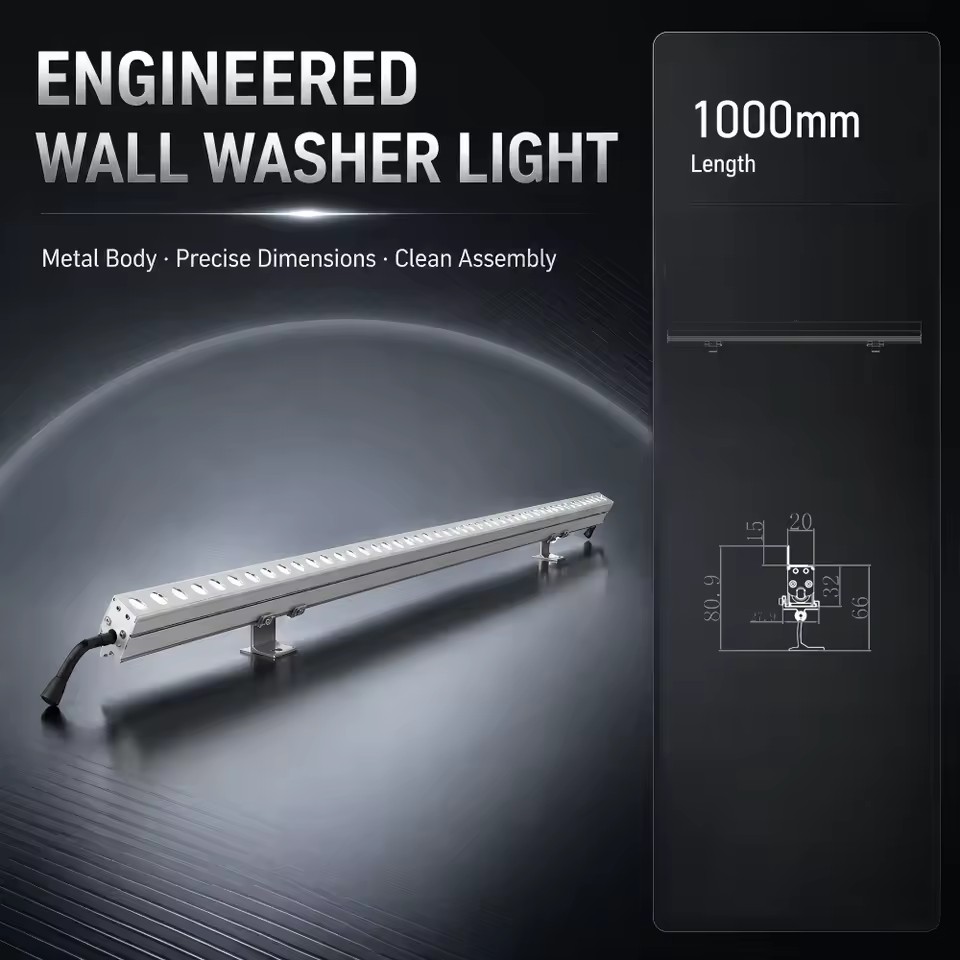 High Power Aluminum LED Wall Washer Light IP67 4000K 100LM/W for Building Exterior Wall Facade Lighting