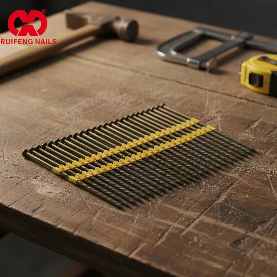 21 Degree Galvanized Steel Checkered Head Smooth/Ring Screw Shank Plastic Strip Framing Nails for Pneumatic Gun Tool