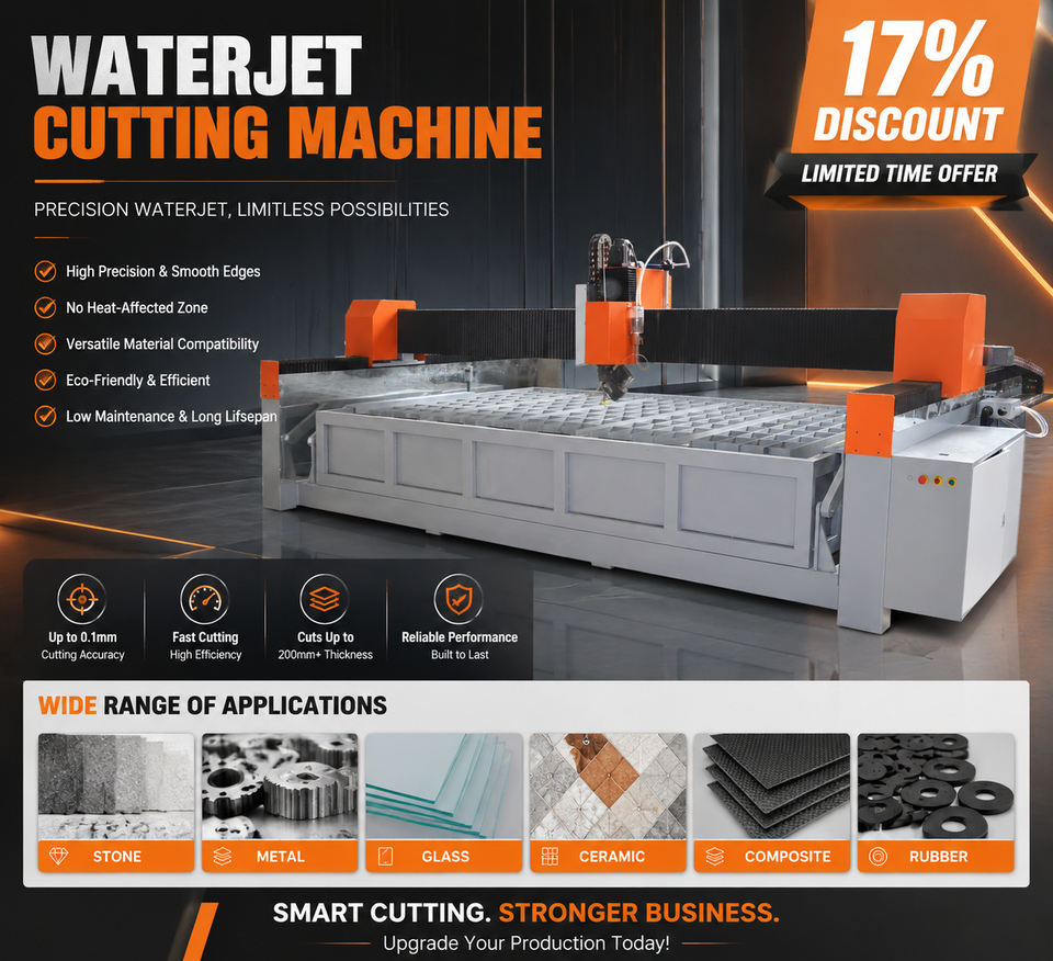 5 Axis CNC Waterjet Cutting Machine 2000x3000mm High Pressure Water Jet Cutter for Stone Metal Glass
