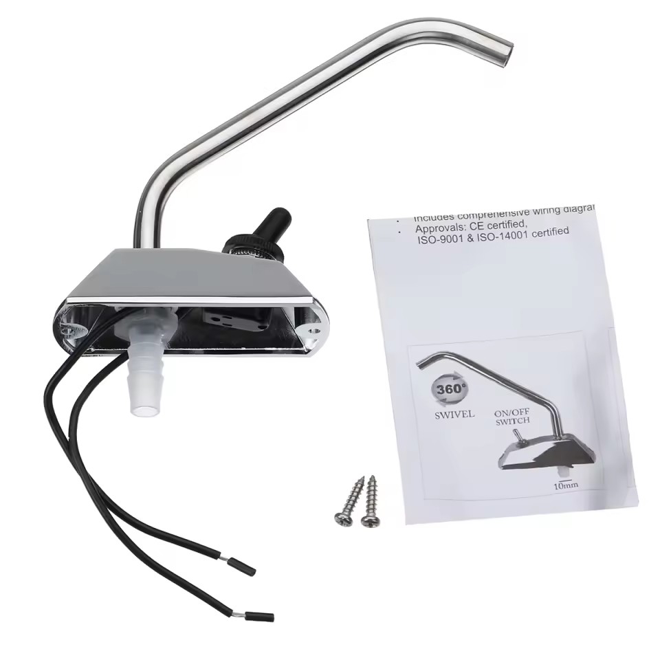 RV Marine Kitchen Sink Stainless Steel 12V Faucet Tap for Camper Caravan with Full 360 Degree Rotation