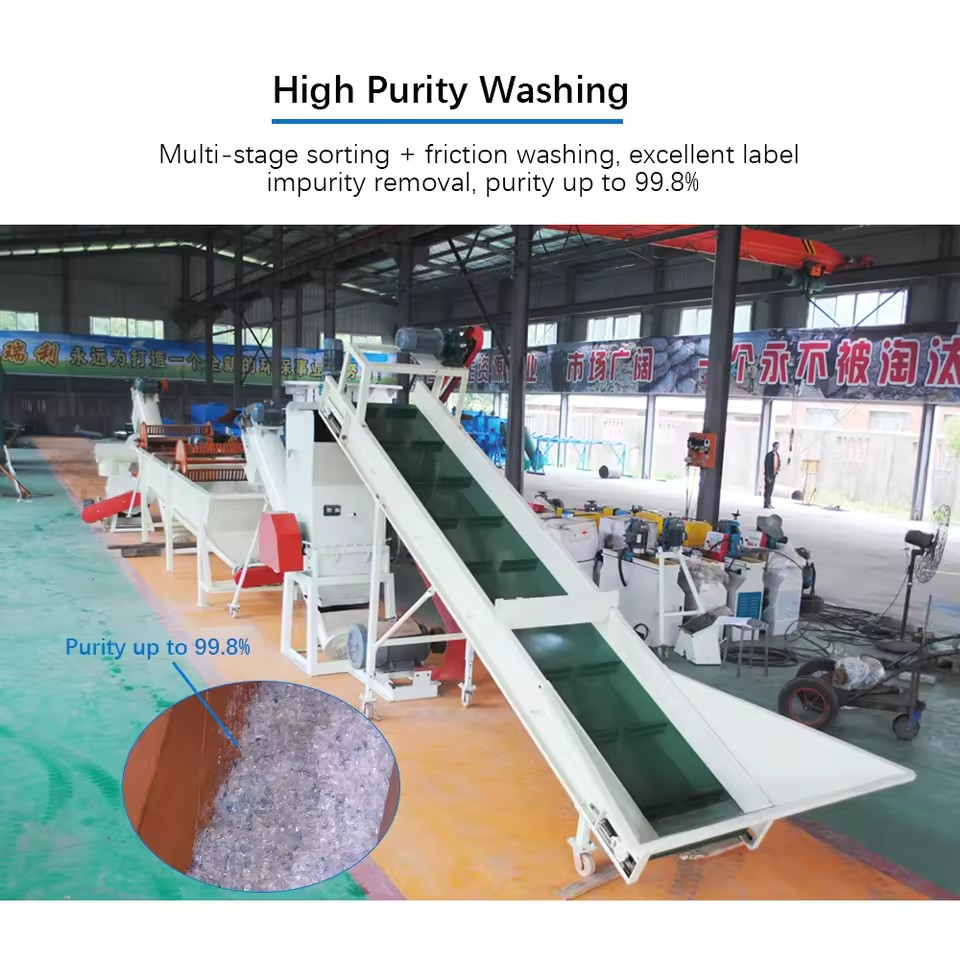 Low Cost Automatic PET Cold Washing Line Waste PET Bottle Flakes Cleaning Machine Complete Plastic Recycling Production Line