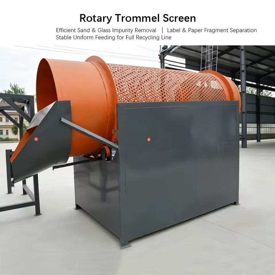 Industrial Rotary Washing Trommel Screen for PET PP PE Flake Classification, Protect Dewatering & Friction Washer