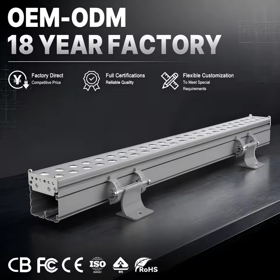 RGBW LED Wall Washer Light Aluminum Lamp Body Linear Strip for Large Area City Building Facade & Landscape Lighting IP65 Rated