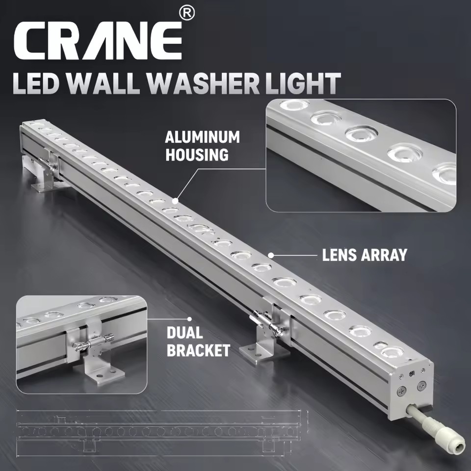 Adjustable 24V DC Outdoor LED Wall Washer Uplight Aluminum Warm White IP65 Building Landscape Lighting 5-Year Warranty High CRI