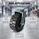 5T Customized Heavy Solid Rubber Caster Swivel Brake Powder Coated All-Terrain Off-Road Wheels Industrial Equipment Ground Power