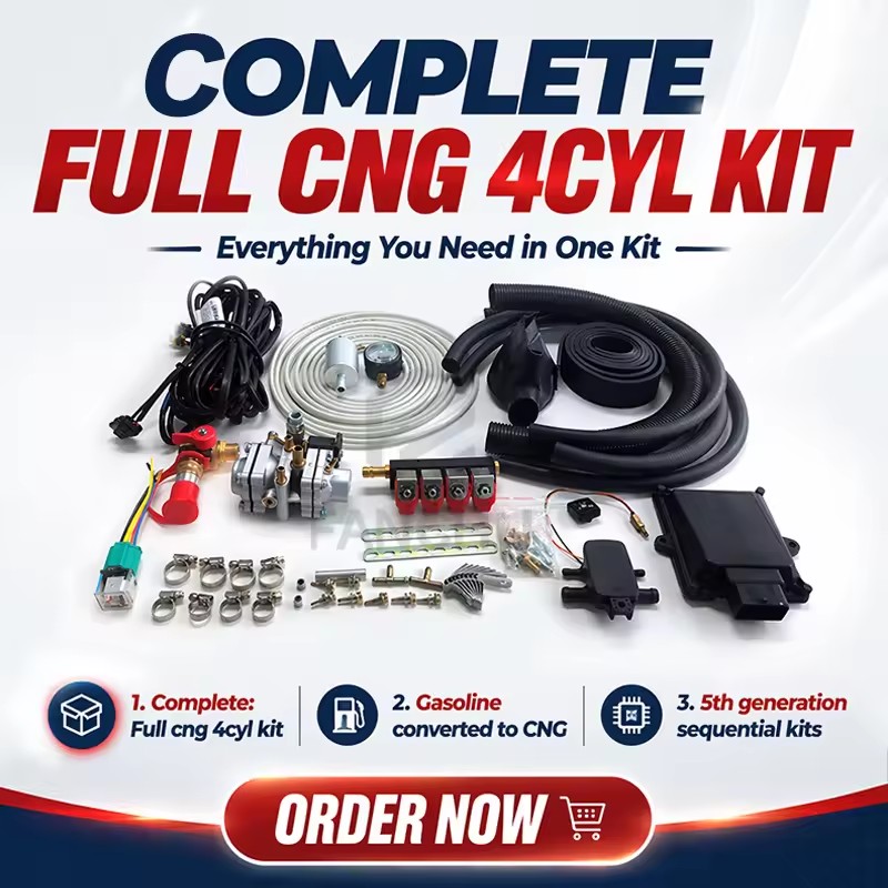 CNG 4CYL Conversion Kit Duel Fuel System Sequential Direct Conversion with At12 Reducer MP48 OBD ECU Kits