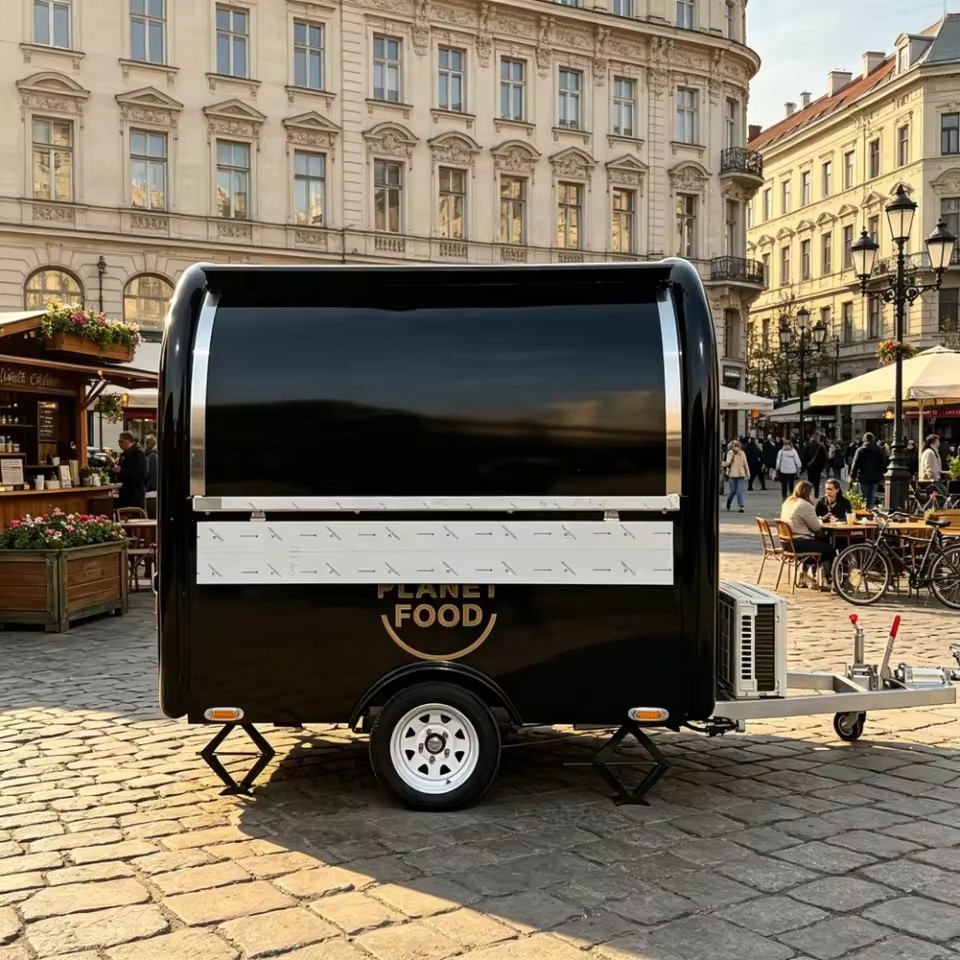 Easy Operation CE Certified Galvanized Sheet Fiberglass Chocolate Commercial Catering Coffee Truck Food Trailer