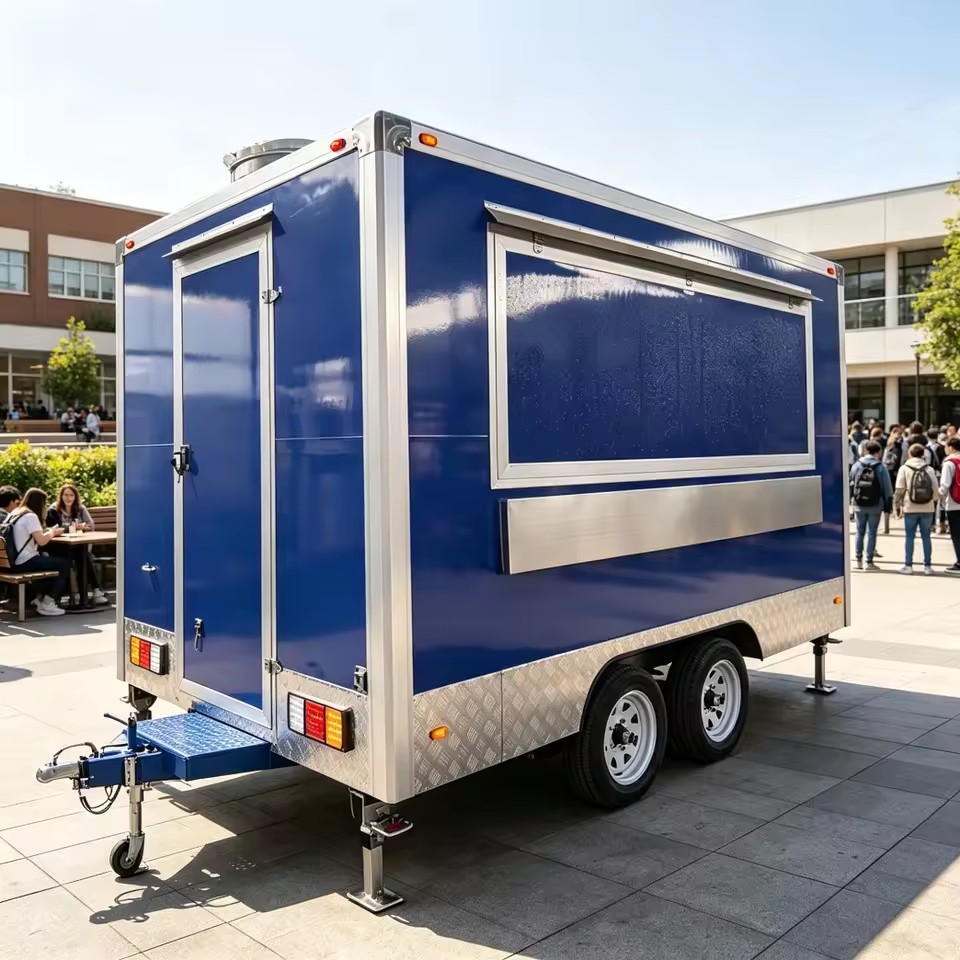 Easy Operation DOT Certified Galvanized Sheet Food Shop Tow Bar Trailer Food Trailer for Chips