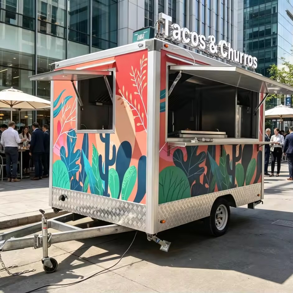 Manufacturing Plant DOT Certified Galvanized Sheet Restaurant Beer Service Towable Food Trailer Hot Dog Cart