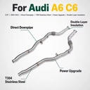 High-quality 304 Stainless Steel Downpipe Exhaust Head for Audi A6 C6 3.0T 2004-2011 Insulation Performance Racing Power Upgrade