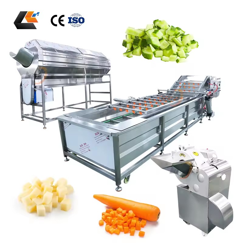 300Kg/H Potato Carrot Peeling Machine Beetroots Bubble Washing Machine Vegetable Cutter Vegetable Chopper Production Line