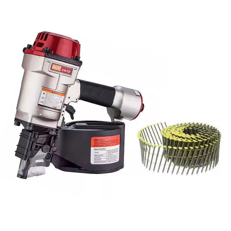 Pneumatic Framing Nail Gun Aluminum Coil Nailer 60pcs Load Capacity 1 3/4"-2 3/4" Nail Length CN55/CN70 Models OEM