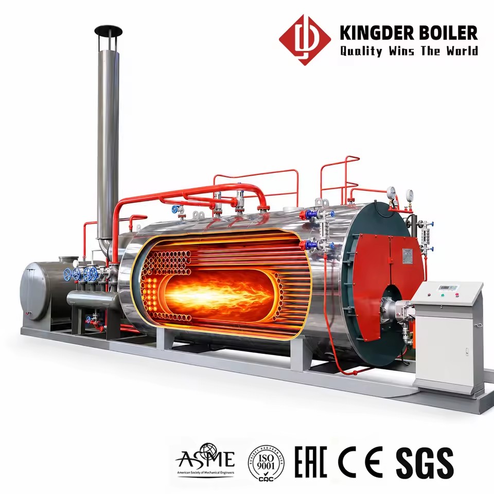WNS Series Horizontal Three Pass Wet Back Steam Boiler Fully Automatic High Efficiency