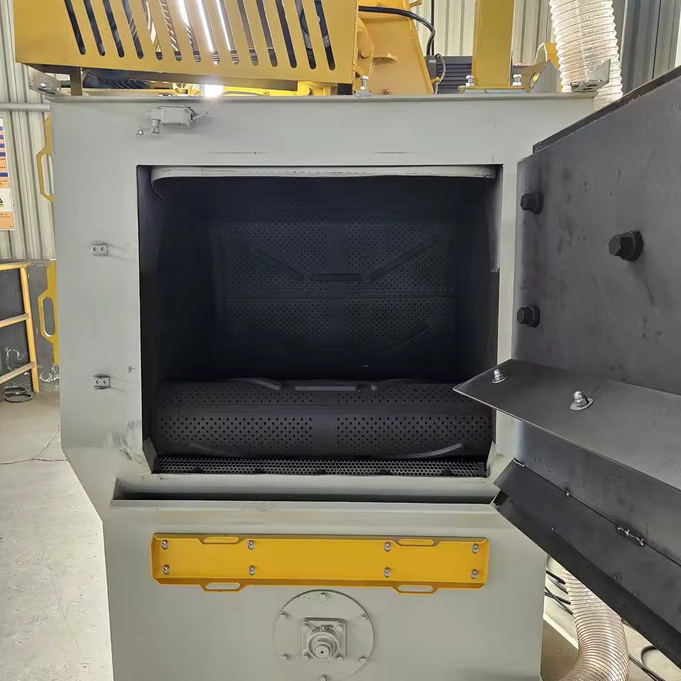 CE Certified Automatic Drum Shot Blasting Machine with Steel Construction and Gearbox for Small-sized Product Cleaning