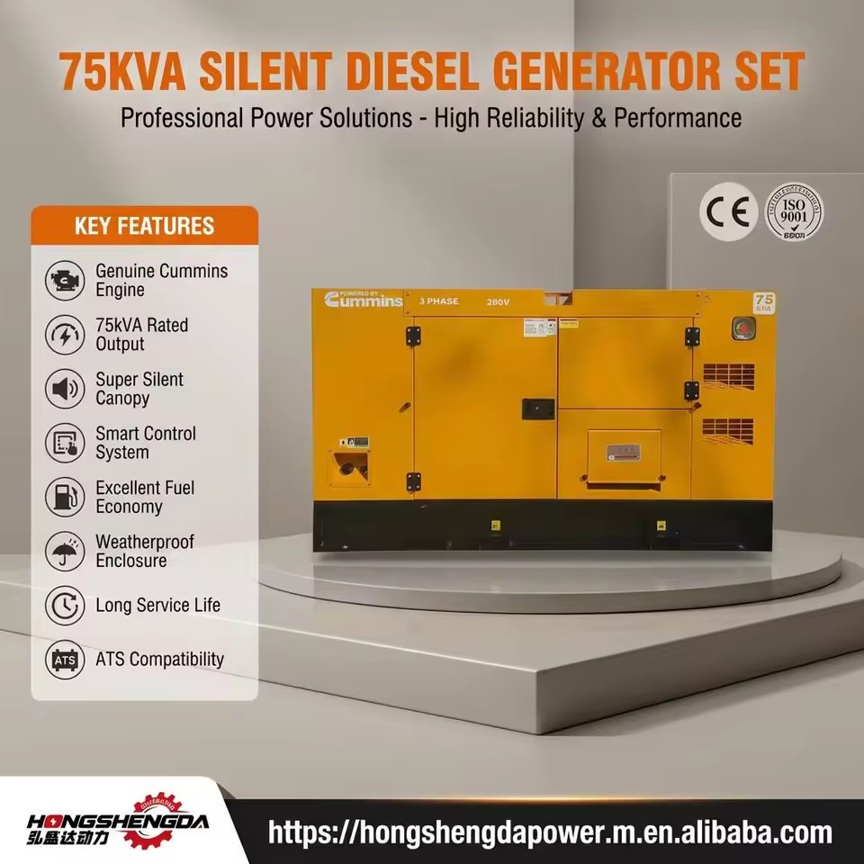 Wholesale 60KW 75KVA 4BTA3.9G2 Cumminss Quiet Diesel Genset Single Three Phase 60HZ 50HZ Soundproof Generator CE ISO Power Plant