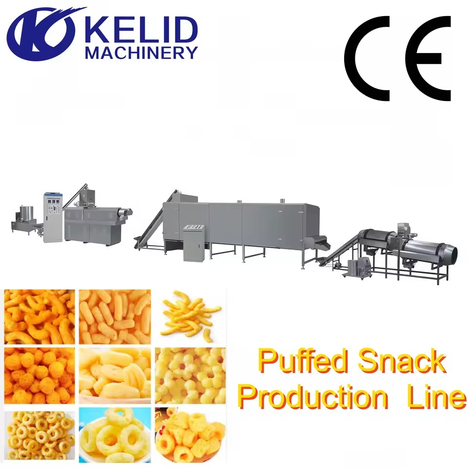 CE 200kg/h High Efficient Energy-saving Customized Puffed Corn Snack Making Machine Dryer Puff Snacks Production Line