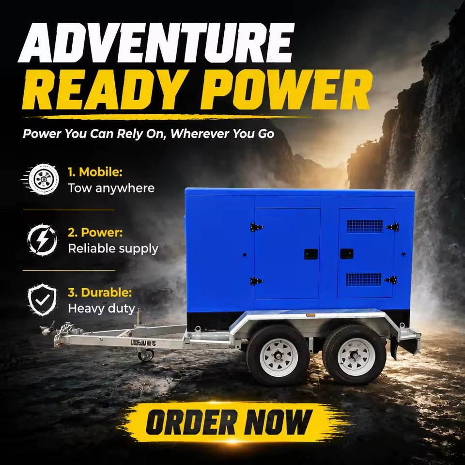 25kva 30kva 40kva 50kva 60kva diesel Generator 100kva 150kva 200kva 250 Kva with Portable Tralier