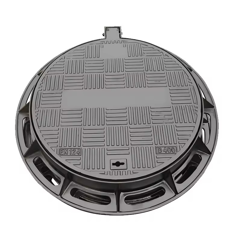 EN124 Ductile Iron C250 Black Engineer Grade Septic Tank Covers Water Tank Well Cover Hinged Manhole Cover Screw Lock Black