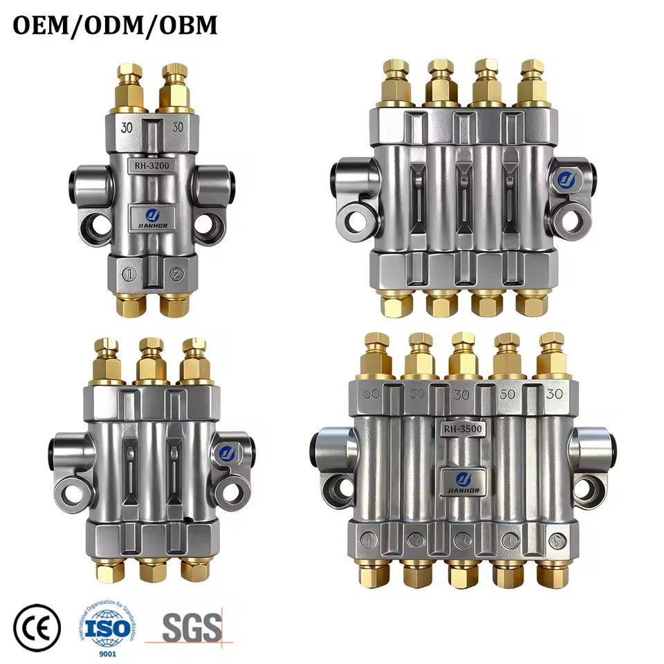 RH High Pressure Volumetric Oil Distributor 2/3/4/5 Ways OEM Lubrication Oil Distributor for CNC Machine Lubrication System