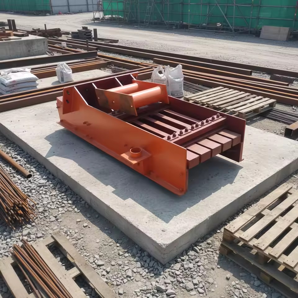 Reliable Constmach Electric Vibrating Feeder Bunker Motor Mining Ore Stone Crushing 13-99 T/h Capacity 2 X 3 kW Power Basalt