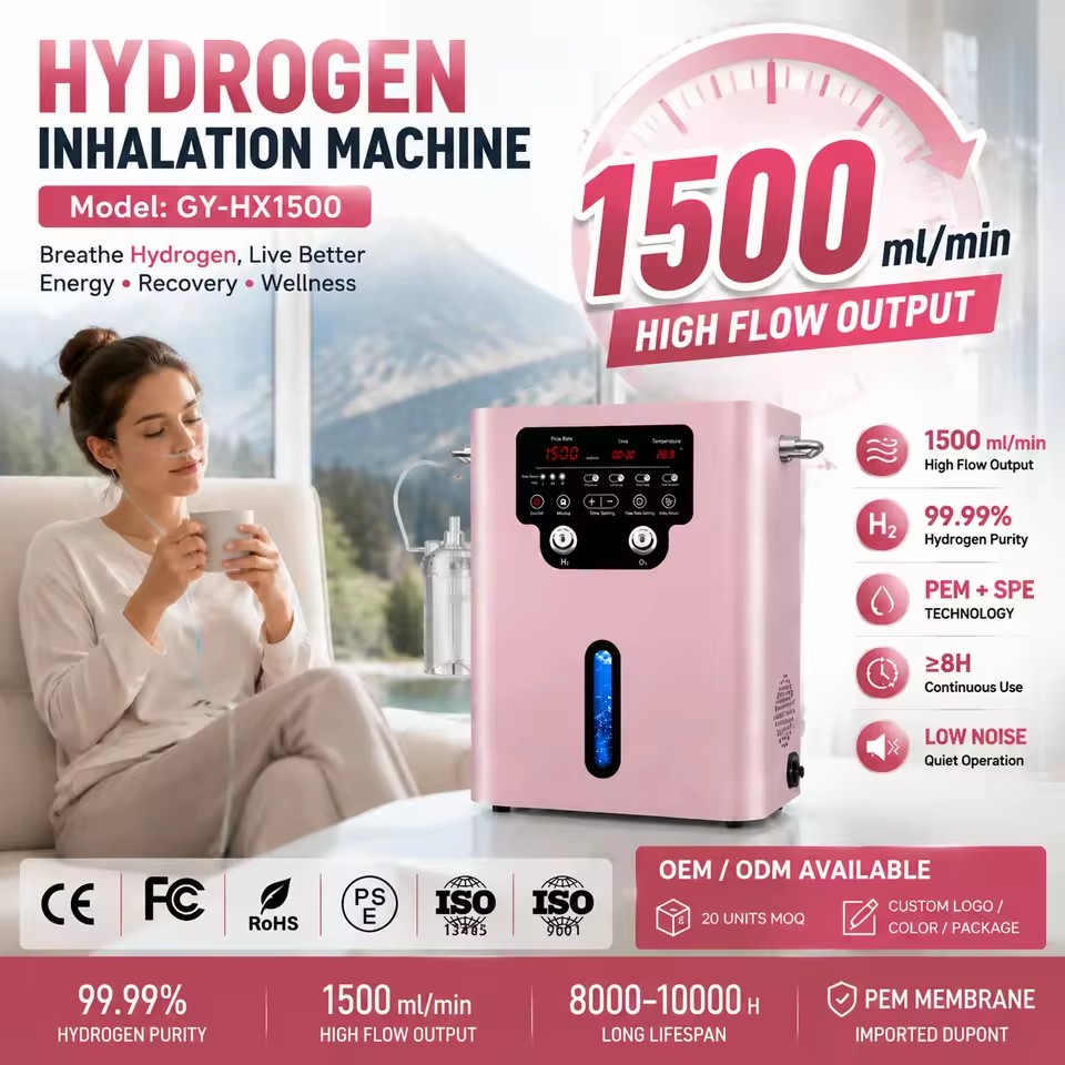1500ml h2 Inhaler Brown Gas Generator Molleculaire Intelligent Commercial Use O2 SPE PEM Molecular Hydrogen Inhalation Machine
