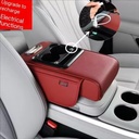 New 4 in 1 Car Armrest Storage Box with Charging Leather Waterproof Red Central Console Armrest Cover Pad Cushion