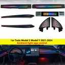 Autowellus 27 Lights Rainbow Laser Engraved Ambient Light for Tesla Model 3 2021-2023 Interior LED Strip with Screen App Control